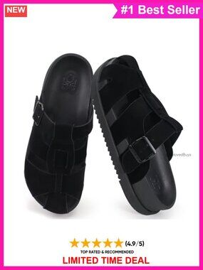 Faux Suede Clogs for Women Closed Toe Buckle Slide Mules